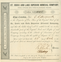 St. Croix and Lake Superior Mineral Co. - Stock Certificate